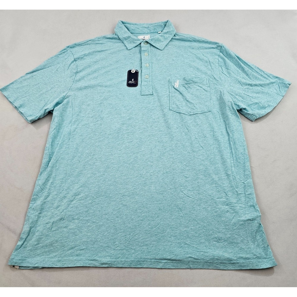 Johnnie-O Mens 2XL Blue Heathered Original Polo Shirt Stretch JMPO7160 Pocket